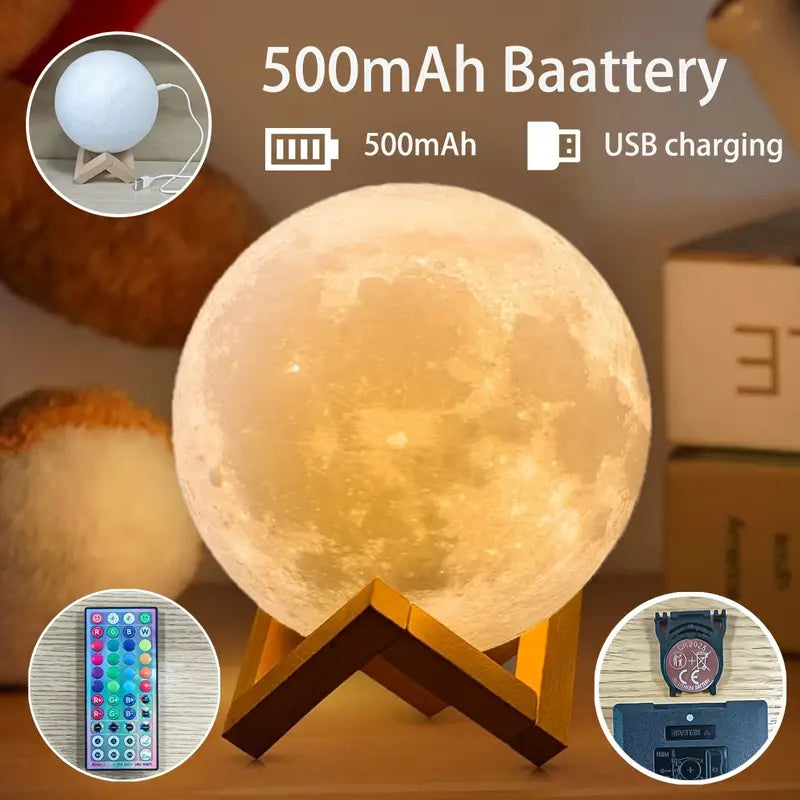 Moon Lamp – 16 RGB Colors Rechargeable with Touch & Remote Control Moon Lamp – 16 RGB Colors Rechargeable with Touch & Remote Control